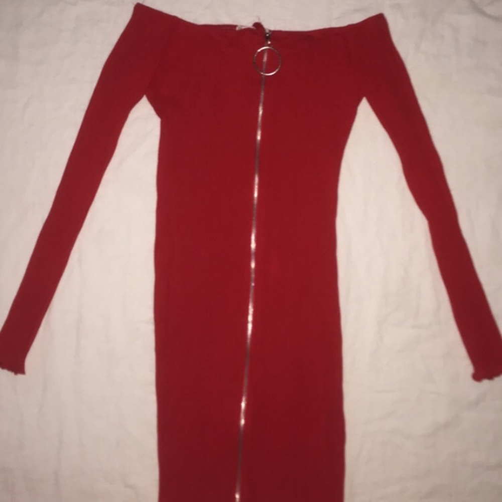 Red long sleeve dress
